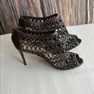 Alexandre Birman‎ Black High Heel Shoe Leather Weave